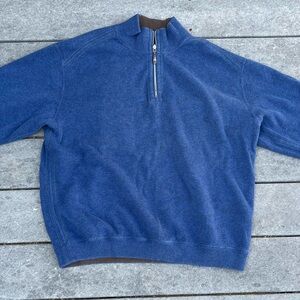 Tommy Bahama XL Reversible Quarter Zip Sweater (Blue/Brown)